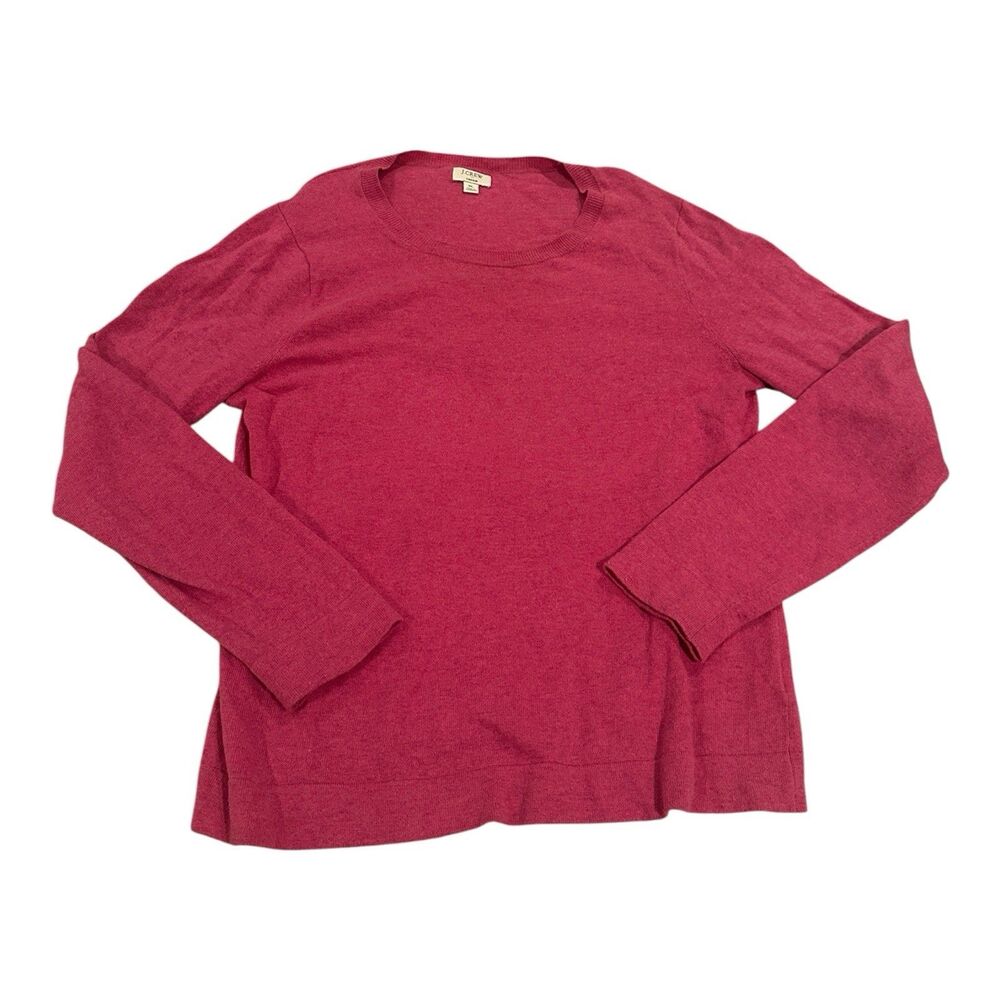 J.Crew Teddie Sweater Womens XL Pink Merino Wool Blend Crewneck Pullover Top
